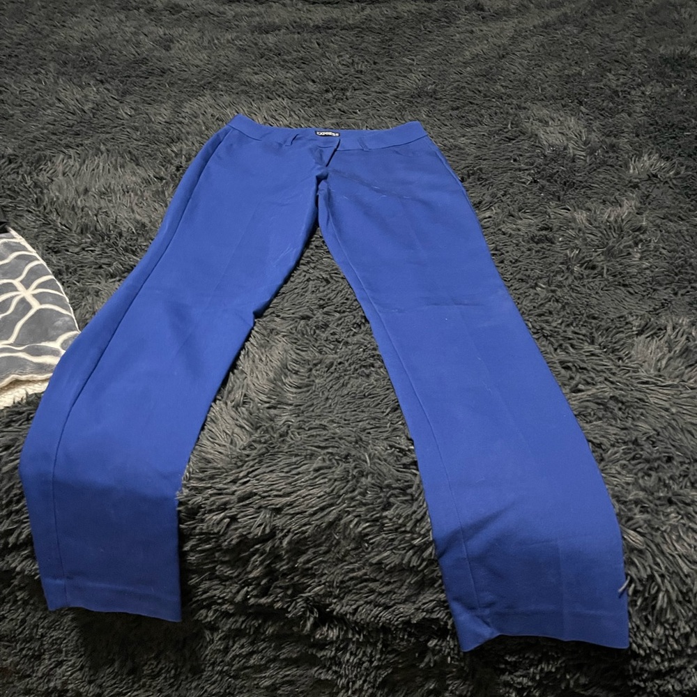 Break up the work week with a fun blue pair of express slacks